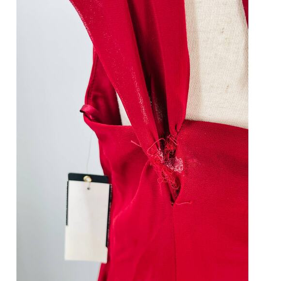 CITY STUDIOS 17 Red Cardinal Cold Shoulder Lace-Up Front-Slit Gown NWT B45 *flaw - Picture 5 of 10